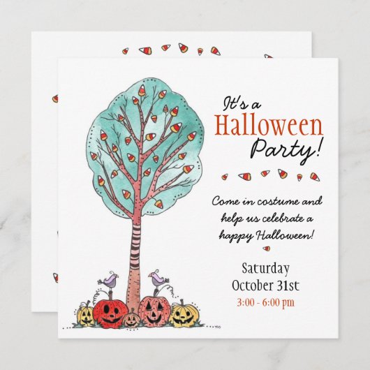 Invitation Fête d'Halloween pour enfants (Devant / Derrière)