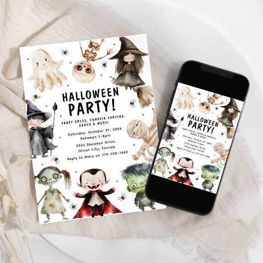 Invitation Fête d'Halloween pour enfants