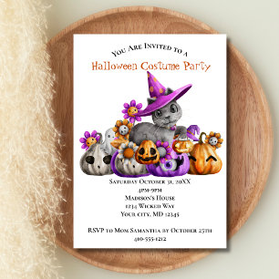 Invitation Fête d'Halloween pour enfants avec chats citrouill