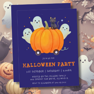 Invitation Fête d'Halloween pour enfants avec fantôme mignon
