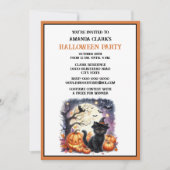 Invitation Fête d'Halloween pour enfants Chat noir mignon Cit (Devant)