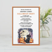 Invitation Fête d'Halloween pour enfants Chat noir mignon Cit (Debout devant)