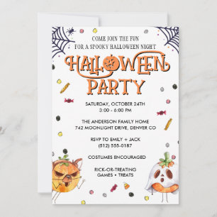 Invitation Fête d'Halloween pour enfants mignons Citrouille F