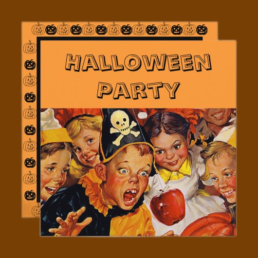 Invitation Fête d'Halloween pour enfants vintage Costume rétr