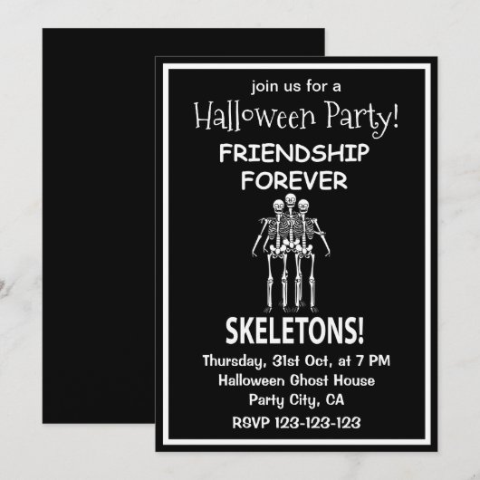 Invitation Fête d'Halloween pour l'Amitié Éternelle des Squel (Devant / Derrière)