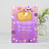 Invitation Fête d'Halloween pour le 1er anniversaire Violet e (Debout devant)