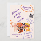 Invitation Fête d'Halloween pour les petits monstres ! Fête d (Devant)