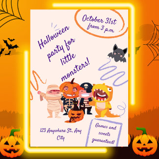Invitation Fête d'Halloween pour les petits monstres ! Fête d