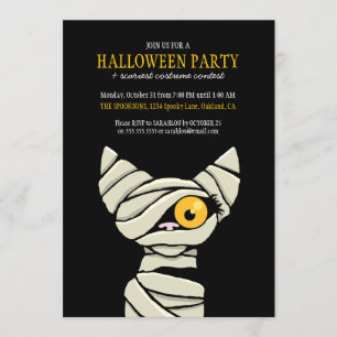Invitation Fête d'Halloween pour maman chatte éffrayante