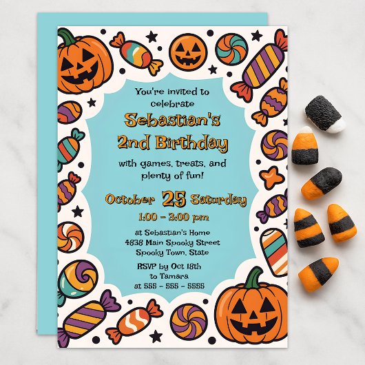Invitation Fête d'Halloween pour tout-petits au thème citroui