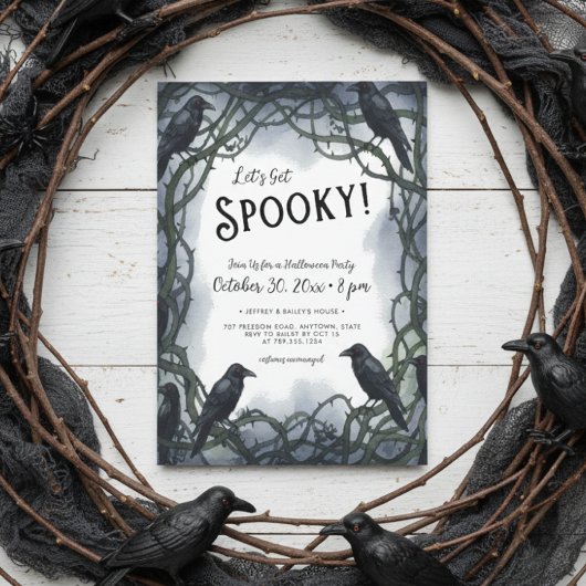 Invitation Fête d'Halloween Raven Éffrayante