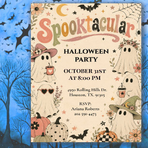 Invitation Fête d'Halloween rétro boho Spooktacular