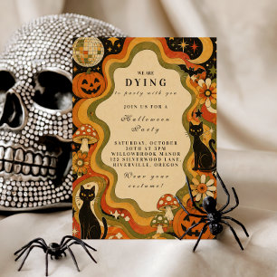 Invitation Fête d'Halloween Rétro Élégante et Groovy