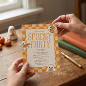 Invitation Fête d'Halloween Rétro Fantôme Mignon Épouvantable
