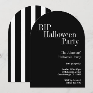 Invitation Fête d'Halloween RIP Rayure noire et blanche