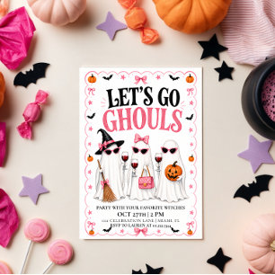 Invitation Fête d'Halloween Rose Allons-y les Fantômes