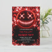 Invitation Fête d'Halloween Rouge souriant Cinders Visage (Debout devant)