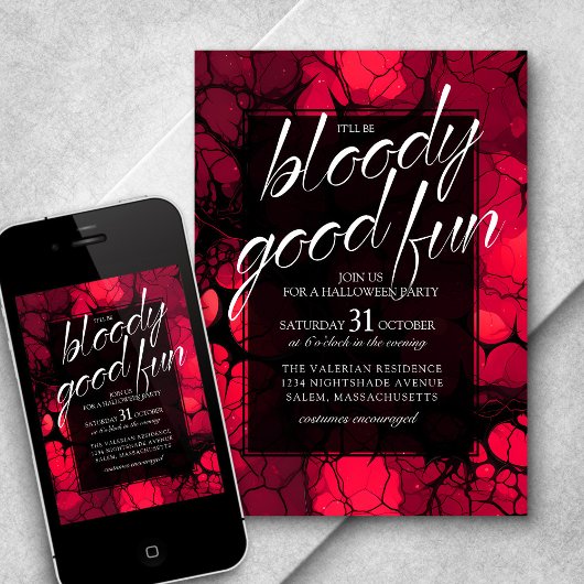 Invitation Fête d'Halloween Rouge Vampire