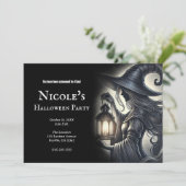 Invitation Fête d'Halloween sorcière (Debout devant)