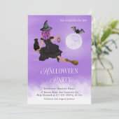 Invitation Fête d'Halloween sorcière magique (Debout devant)