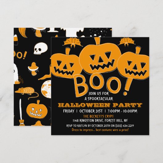 Invitation Fête d'Halloween Spéciale (Devant / Derrière)