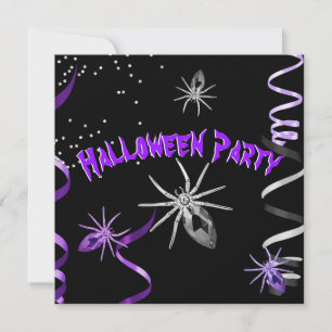 Invitation Fête d'Halloween Spider gothique violet noir