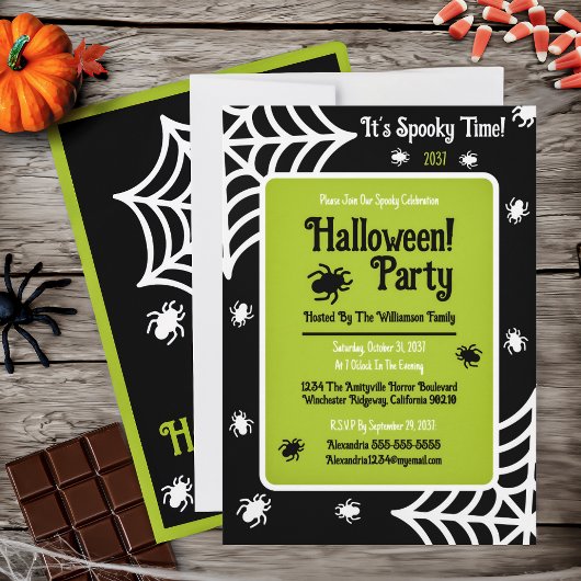 Invitation Fête d'Halloween Spiderweb personnalisée