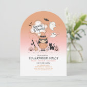 Invitation Fête d'Halloween Spooks & Spells Arch Stripe ID132 (Debout devant)