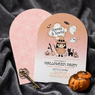 Invitation Fête d'Halloween Spooks & Spells Arche Rose ID1325