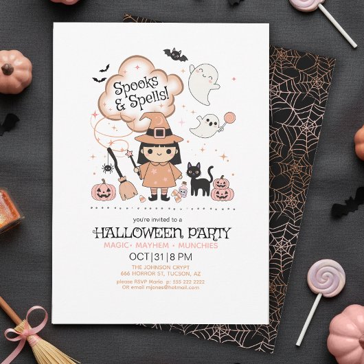 Invitation Fête d'Halloween Spooks & Spells Black ID1325