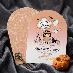 Invitation Fête d'Halloween Spooks & Spells Orange ID1325