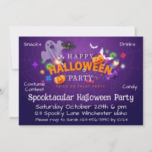 Invitation Fête d'Halloween Spooktacular (Devant)