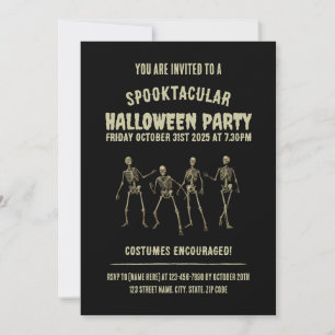 Invitation Fête d'Halloween Spooktacular. Squelettes drôles