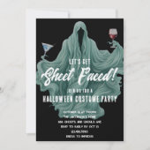 Invitation Fête d'Halloween Spooky Ghost Let's Get Sheet Face (Devant)