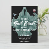 Invitation Fête d'Halloween Spooky Ghost Let's Get Sheet Face (Debout devant)
