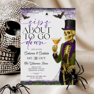 Invitation Fête d'Halloween squelette Sips About to Go Down