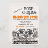 Invitation Fête d'Halloween Squelettes Anciens qui font Friss (Devant / Derrière)