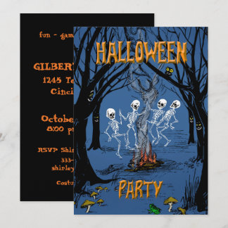 Invitation Fête d'Halloween squelettes dansants