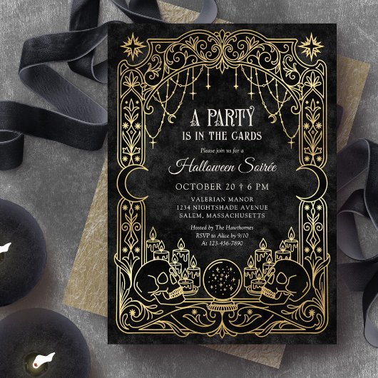 Invitation Fête d'Halloween Tarot Noir