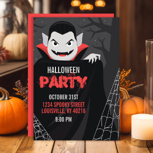 Invitation Fête d'Halloween terrifiante Dracula Vampire