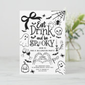 Invitation Fête d'Halloween tirée à la main (Debout devant)