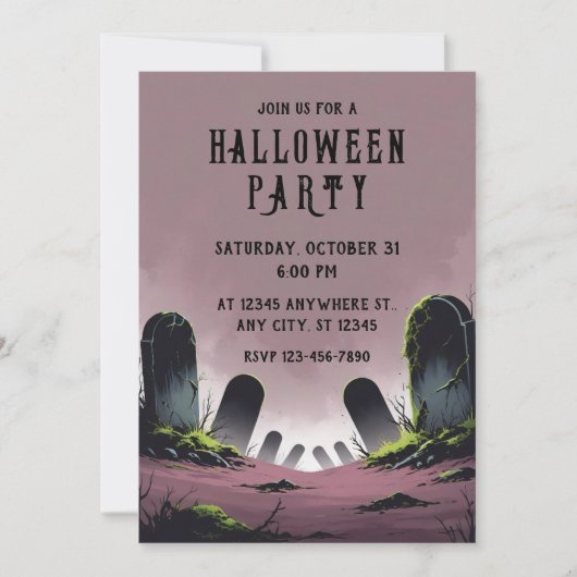 Invitation Fête d'Halloween Tombstones (Devant)