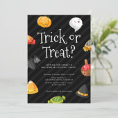 Invitation Fête d'Halloween Trick ou Treat Cute Kawaii (Debout devant)