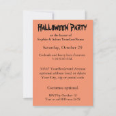 Invitation Fête d'Halloween unique (Dos)