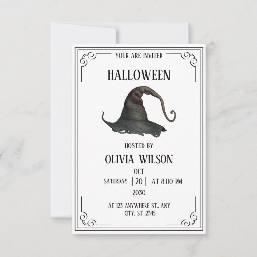 Invitation Fête d'Halloween Vintage beige (Devant)