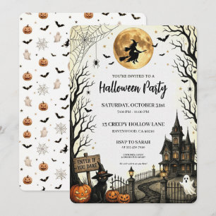 Invitation Fête d'Halloween Vintage Époouvantable