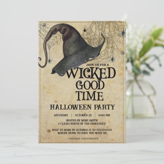 Invitation Fête d'Halloween Vintage pour adultes (Debout devant)