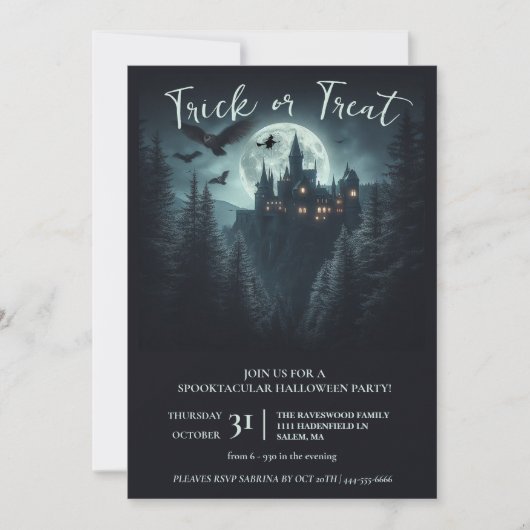 Invitation Fête d'Halloween Witchy (Devant)