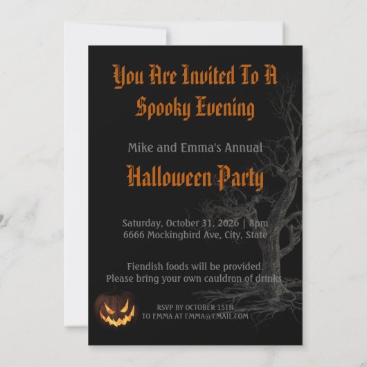 Invitation Fête d'Halloween Witchy (Dos)