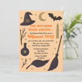 Invitation Fête d'Halloween Witchy - L'Heure de Sorcière atte (Debout devant)